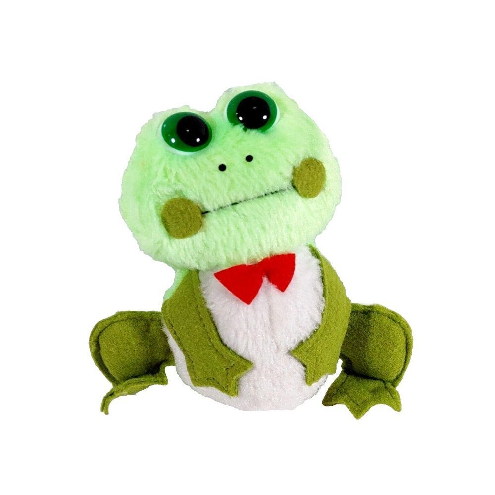 Our  Own Import Vintage Frog Plush 6" Stuffed Animal w/Bowtie Felt Arms & Legs